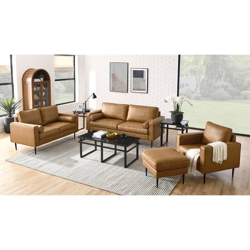 57"MidCentury Modern Couch with hightech Fabric Surface/ Upholstered